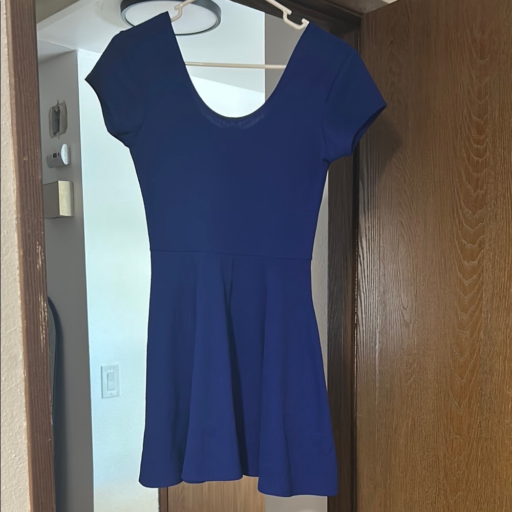 Planet Gold Blue Fit and Flare Mini Dress